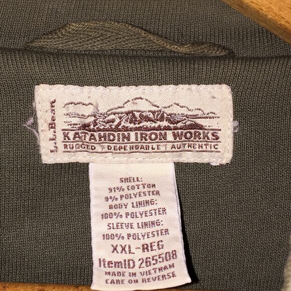 L.L.BEAN KATAHDIN IRON WORKS green full zip heavy sweatswhirt XXL reg FLAWS - Picture 3 of 7